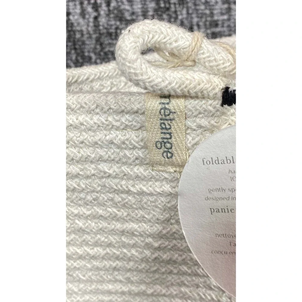 NWT Mia Melange Woven‎ Cotton Rope Basket Colorblock Black Cream Crafted Decor